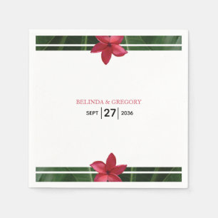 Red Frangipani Plumeria Wedding Napkin