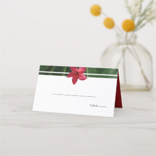 Red Frangipani Plumeria Wedding Place Card