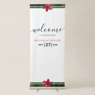 Red Frangipani Plumeria Wedding Welcome Sign