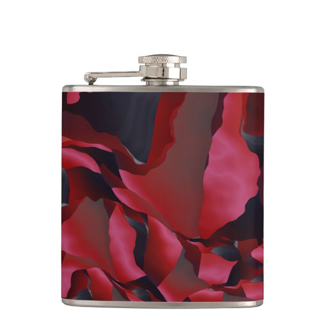 Red frayed abstraction hip flask (Front)