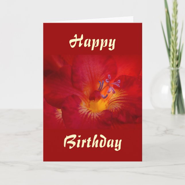 Red Freesia Flower Items Card (Front)