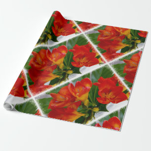 Red freesia wrapping paper