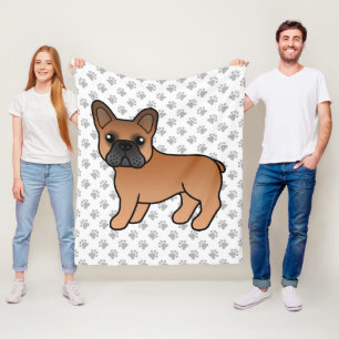 Red French Bulldog Cute Cartoon Dog Fleece Blanket