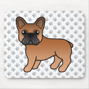 Red French Bulldog Cute Cartoon Dog Mouse Mat
