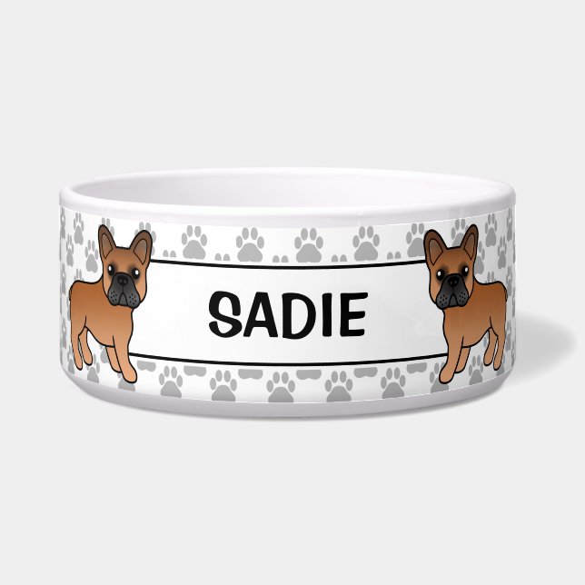 Red French Bulldog Cute Cartoon Dog & Name (Front)