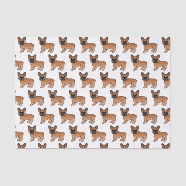 Red French Bulldog Cute Cartoon Dog Pattern Tissue Paper (Front)
