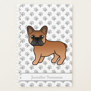 Red French Bulldog Cute Cartoon Dog & Text Planner