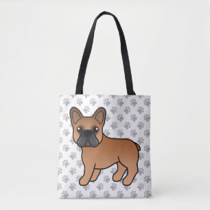 Red French Bulldog Cute Cartoon Dog Tote Bag