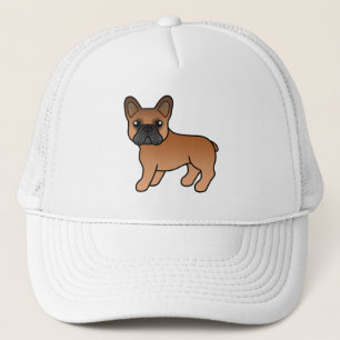 Red French Bulldog Cute Cartoon Dog Trucker Hat