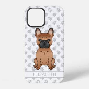 Red French Bulldog / Frenchie Cartoon Dog & Name iPhone 12 Case