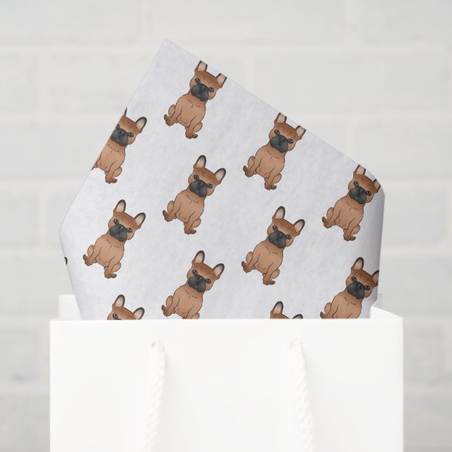 Red French Bulldog / Frenchie Cartoon Dog Pattern Tissue Paper (Gift Bag)