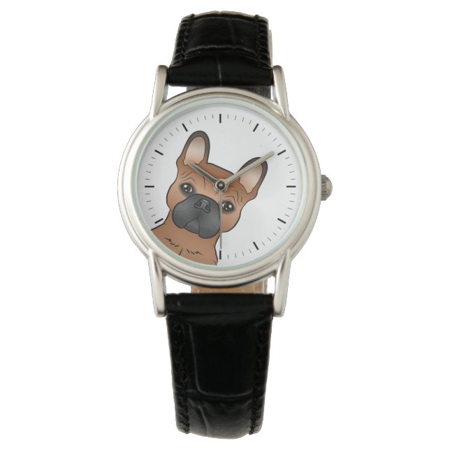 Red French Bulldog / Frenchie Cute Cartoon Dog Watch (Front)