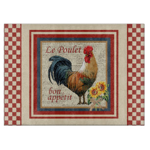 Red French Country Rooster Le Poulet Cutting Board