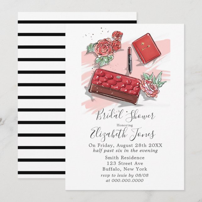 Red French Fashion Bridal Shower Invitation (Front/Back)