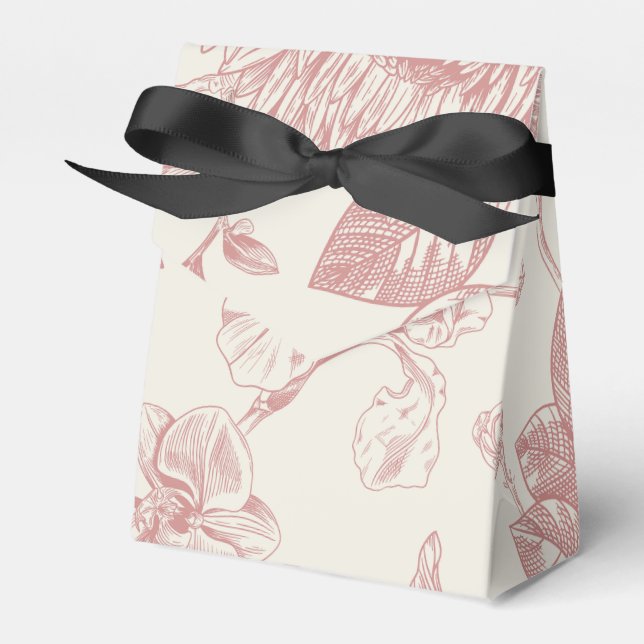 Red French Floral Toile Floral Favour Box (Front Side)