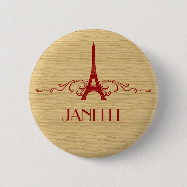 Red French Flourish Button (Front)