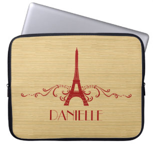 Red French Flourish Laptop Sleeve