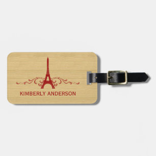 Red French Flourish Luggage Tag