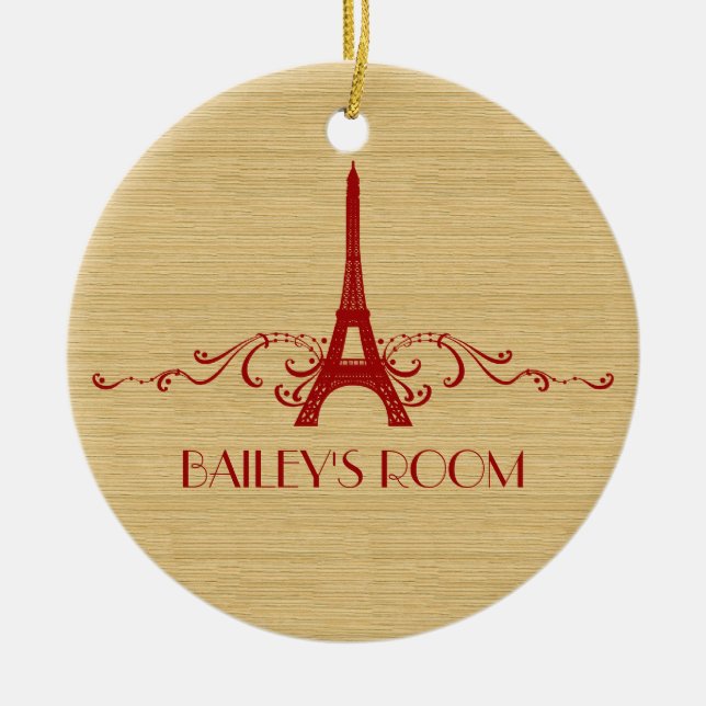 Red French Flourish Ornament (Front)