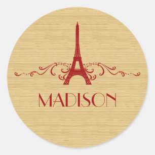 Red French Flourish Stickers