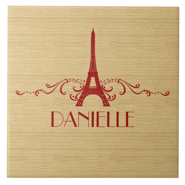 Red French Flourish Tile (Front)