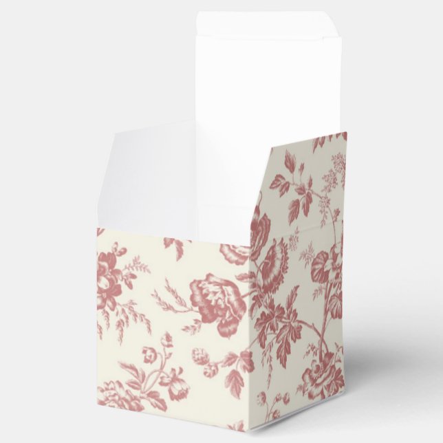 Red French Toile Canvas Party Favour Box  (Opened)