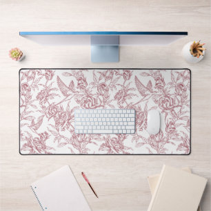 Red French Toile de Jouy Desk Mat