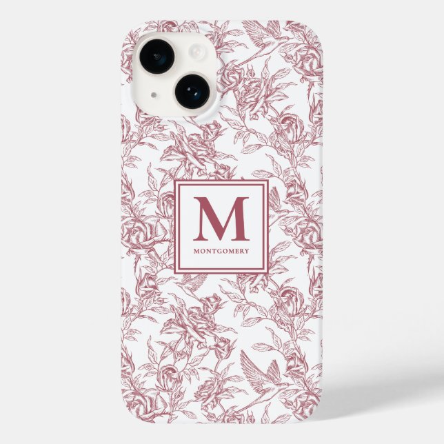 Red French Toile Name Case-Mate iPhone Case (Back)