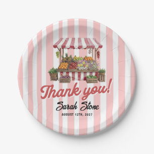 Red Fresh Off The Market Bridal Shower Paper Plate