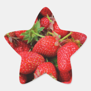 Red Fresh Strawberries Design Star Sticker