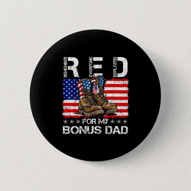 Red friday for bonus dad remember everyone deploye 6 cm round badge (Front)