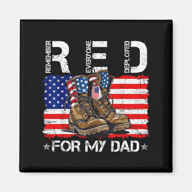 Red friday for dad flag remember everyone deployed magnet (Front)
