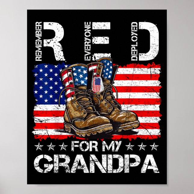 Red friday for grandpa flag remember everyone poster (Front)