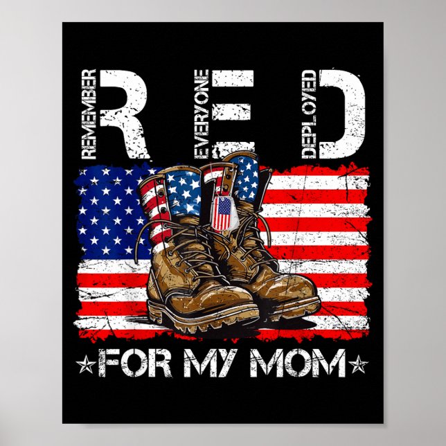 Red friday for mom flag remember everyone deployed poster (Front)