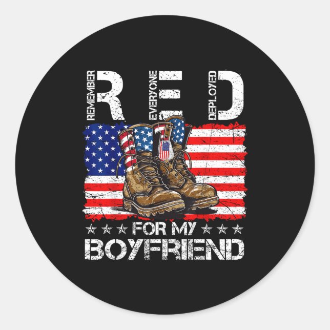 Red friday for my boyfriend remember everyone depl classic round sticker (Front)