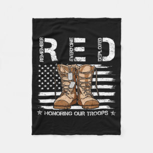 Red friday honoring troops remember everyone fleece blanket