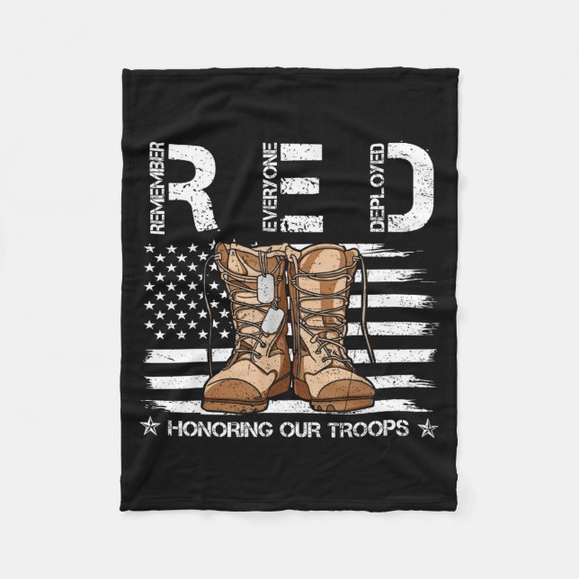 Red friday honoring troops remember everyone fleece blanket (Front)