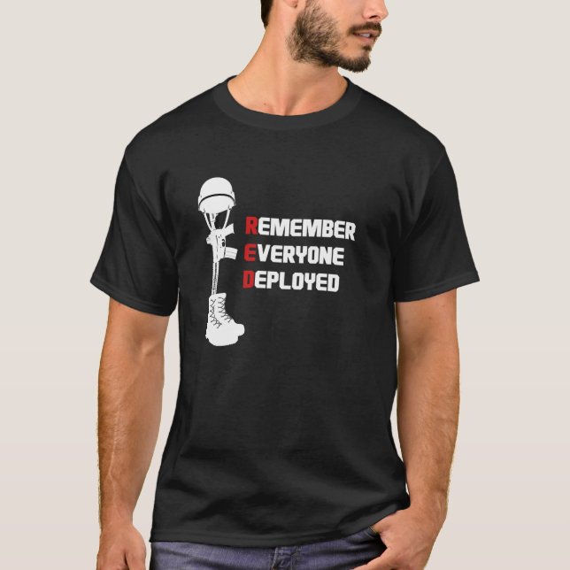 Red Friday Military  Remember Everyone Deployed Ve T-Shirt (Front)