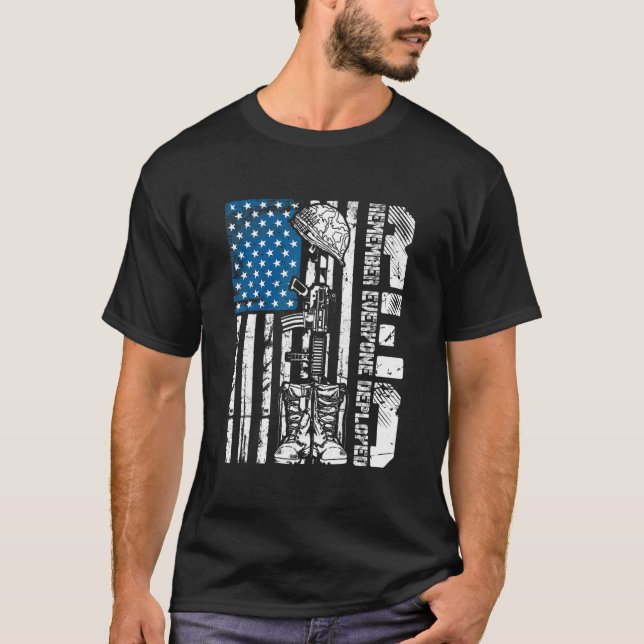 Red Friday Military Remember Everyone Veteran Depl T-Shirt (Front)