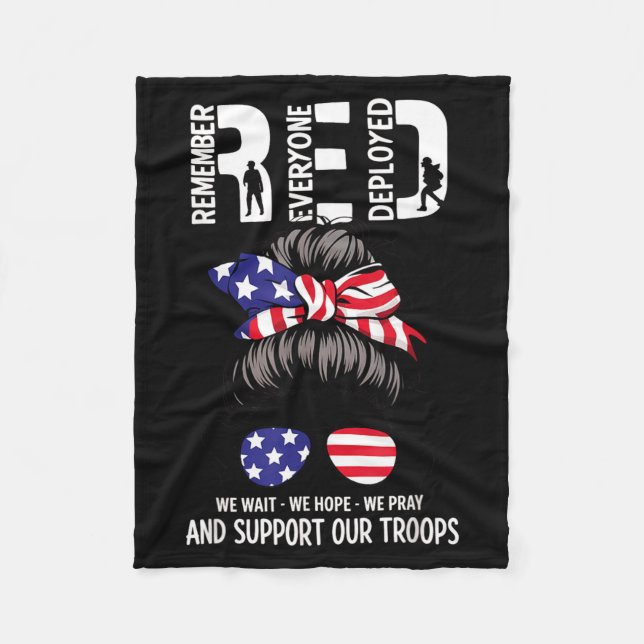 Red Friday Military Support - Remember Everyone Fleece Blanket (Front)
