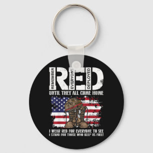 Red Friday Military Wear Red Support Troops Flag Key Ring