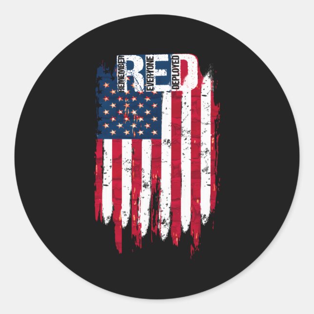 Red Friday Remember Everyone Deployed Classic Round Sticker (Front)