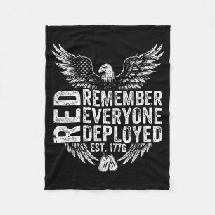 RED Friday Remember Everyone Deployed Eagle Fleece Blanket