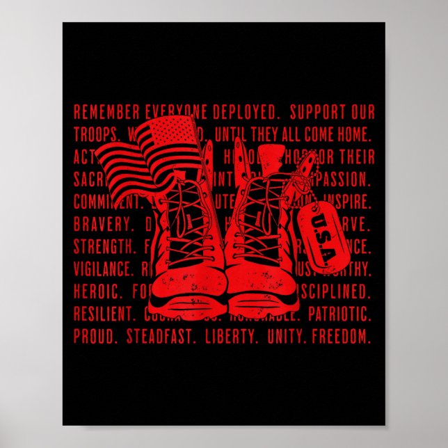 Red friday remember everyone deployed support men poster (Front)