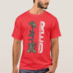 RED Friday Remember Everyone Deployed US Flag Army T-Shirt