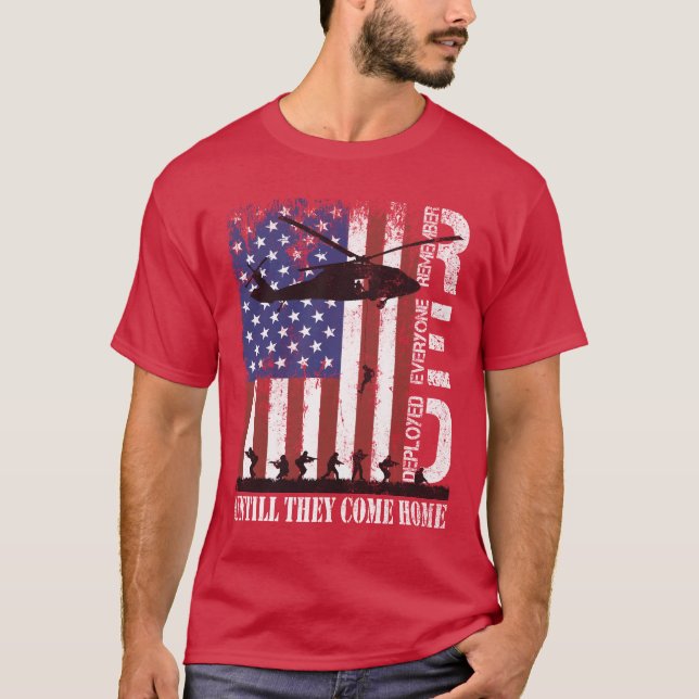 RED Friday Remember Everyone Deployed US Flag Army T-Shirt (Front)
