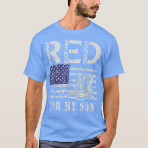 Red Friday Support Son American Flag Heart Militar T-Shirt