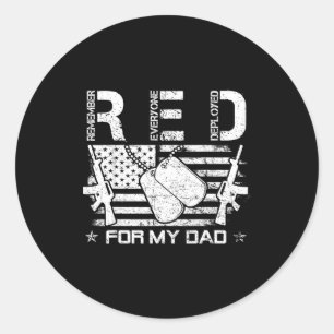 Red fridays for dad flag remember everyone deploye classic round sticker