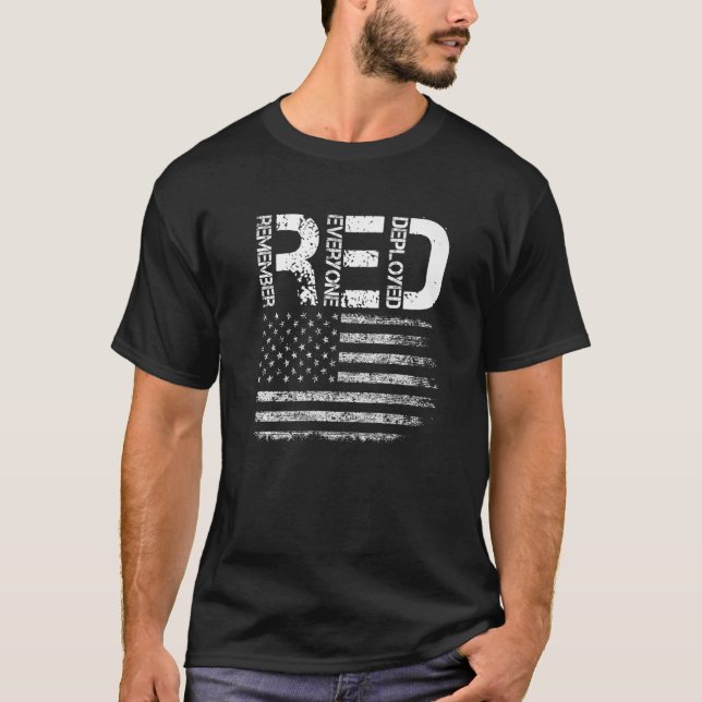 Red Fridays Remember Everyone Deployed Retro Ameri T-Shirt (Front)