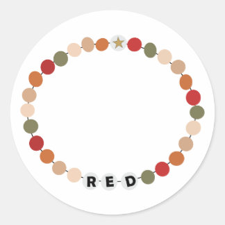 Red Friendship Bracelet Classic Round Sticker